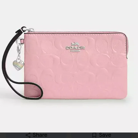 NWT Pink Coach Corner Zip - Picture 5 of 5